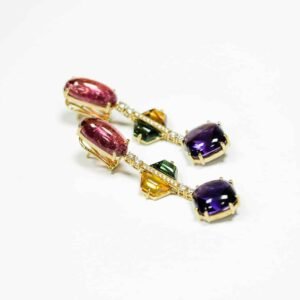 Altın Kaplama Kristal Çiçek Leverback Küpeler